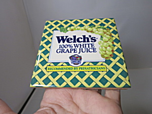 Vintage Welch's 100 White Grape Juice Tile Trivet 4.25 X 4.25