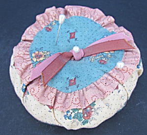 Vintage Cloth Pin Cushion With Pins Hand Made