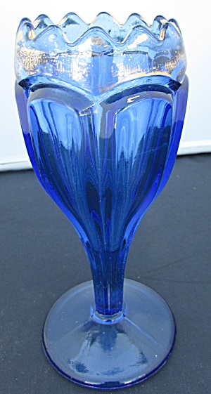 Cobalt Blue Glass Footed With Gold Trim