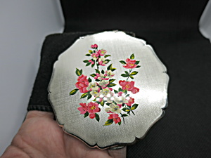 Vintage Stratton Made In England Compact Floral Apple Blossom