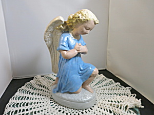Vintage Cement Angel Statue Genuflection Hand Over Hand Praying P