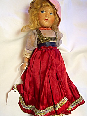 Composition Doll Peasant Girl Original 1930s