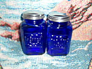 Vintage Cobalt Blue Glass Salt And Pepper Shakers Reproduction