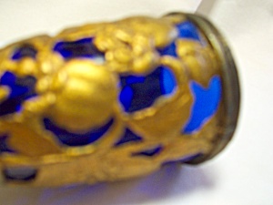 Cobalt Blue Glass Brass Covered Glass Japan