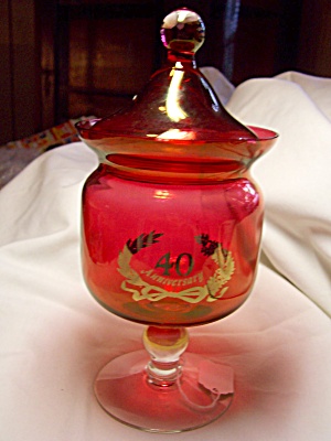 Cranberry Glass 40th Anniversary Dish