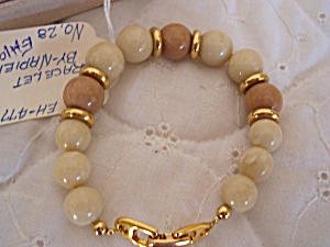 Napier Beaded Bracelet Gold Ivory And Beige