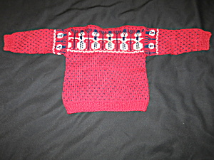 Snowman With Hearts Knit Sweater Girls Size 6-7
