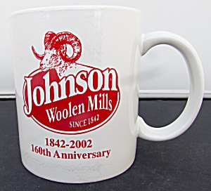 Johnson Woolen Mills Cup Mug 160th Anniversary