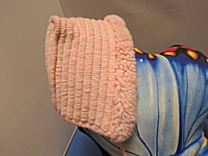 Vintage Chenille Baby Hat Bonnet Pink 1960s