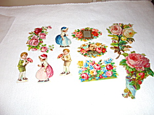 Antique Greeting Card Cut Outs Lot Of 10