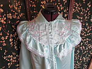 Vintage Moonlight Bay Nightgown Size Small Teal Blue