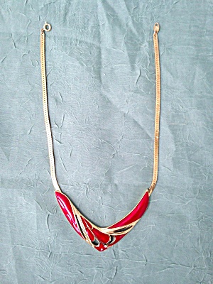 Trifari Red Enameled Choker Necklace