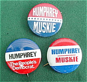 (3) Different Humphrey Presidential Pinbacks