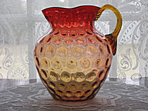 Antique Amberina Inverted Coinspot Pitcher