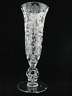 Cambridge Glass Rose Point Etch Keyhole Stem Vase