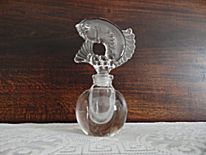 Vintage Crystal Perfume Bottle With Dolphin Stopper