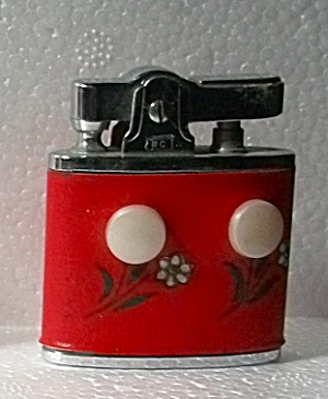 1950`s Mastercrafter Red Faux Leather Floral