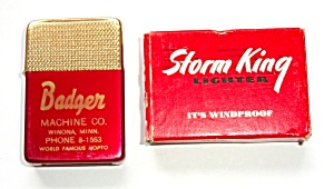Nos 1970`s Storm King Adv. Badger Machinne Co. Lighter