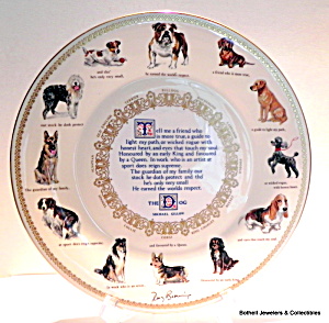 'the Dog' Bone China Vintage Plate By Mary Browning