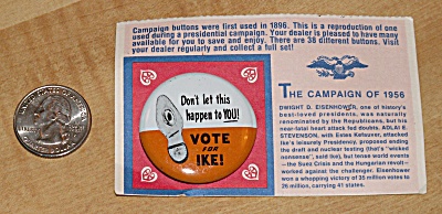 Reproduction 1956 Eisenhower Presidential Election Campaign Pin