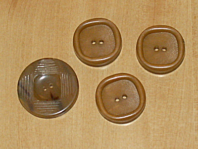 4 Amber & Tiger Stripe Vintage Bakelite Buttons 1 1/16 & 7/8 Inches