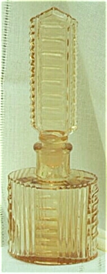 Geometric Design Vintage Glass Perfume Bottle, Light Orange Color