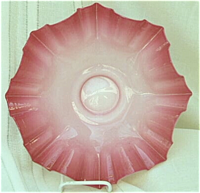 Victorian Large Pink Cased Glass Fluted Bowl For Basket
