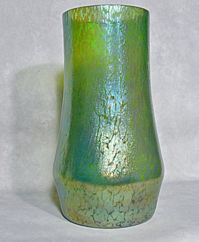 Loetz Green Papillon Oilspot 10 Inch Vase