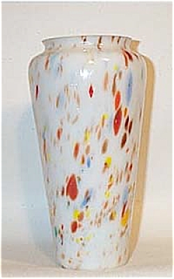 Kralik? Czech Glass Inch White Mottled Vase