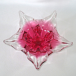Murano Pink Starfish Art Glass Petal Bowl