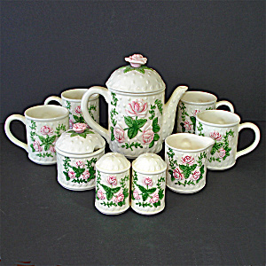 Ceramic Roses 1980s Tea Or Coffee Set In Original Box