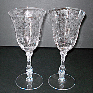 Cambridge Rose Point 2 Water Goblets 10 Ounce