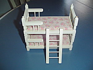 Wood Convertible Bunk Beds W/ladder Wood Doll House Furniture