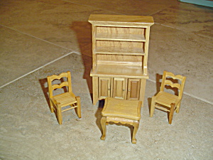 4 Pc. Dining Room Set Wood Doll House Furniture