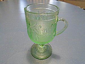 Indiana Glass Tiara Lt. Green Sandwich Glass Pedestal Mugs