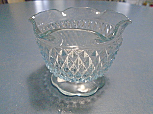 Indiana Glass Light Blue Diamond Open Sugar Bowl/small Bowl