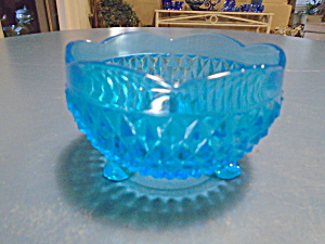 Indiana Glass Bright Blue Diamond Bonbon Bowl