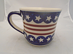 Boleslawiec Soup Mug Stars And Stripes 20 Oz. Mint