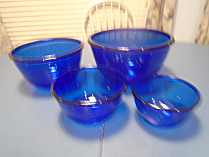 Arcoroc Saphir Cobalt Set Of 4 Mixing Bowls Rare- France