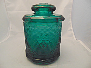 Indiana Glass Sandwich Spruce Green Canister