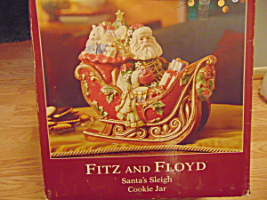 Fitz & Floyd Santa's Sleigh Cookie Jar In Box