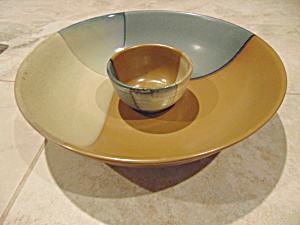 Sango Gold Dust Green Chip And Dip Bowl Set