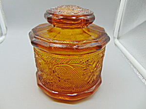 Indiana Glass Sandwich Amber Small Canister