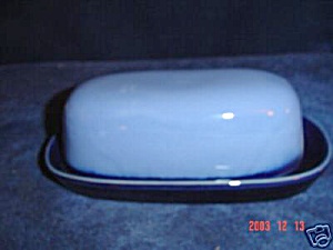 Sango Nova Blue Covered Butter Dish
