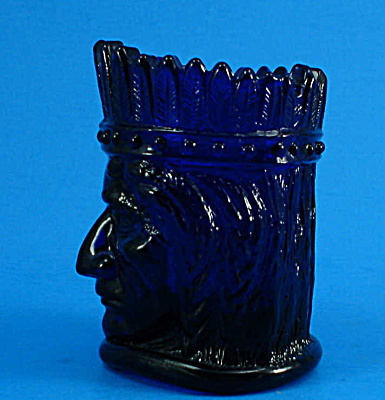 1970s St Clair Glass Cobalt Indian Toothpick Holder