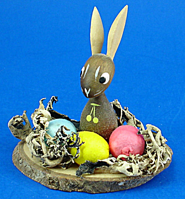 Miniature Wood Easter Rabbit In Nest