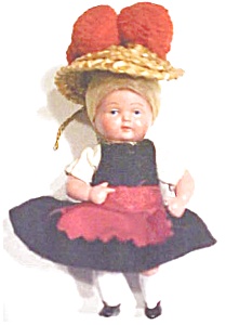Miniature Celluloid Dolls 2pc Ethnic Dressed