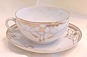 Teacup & Saucer Hand Painted 1920-30's Arts & Crafts