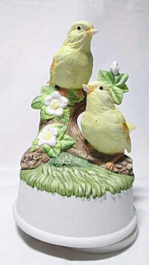 Music Box Porcelain Yellow Birds