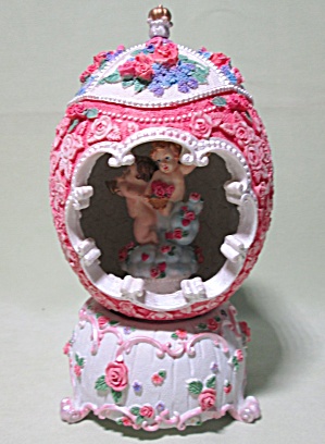Music Box Ornate Egg Roses 3d Design
